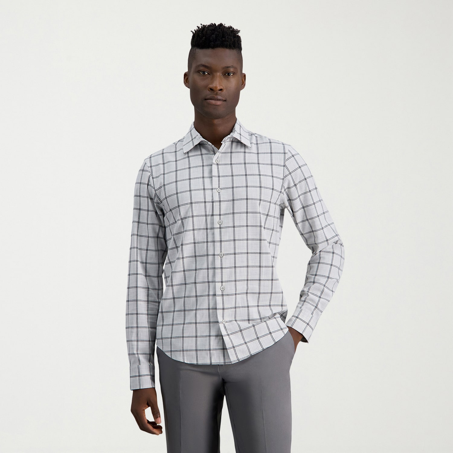 Haggar Performance Mens Long Sleeve Slim Fit Button-Down Shirt
