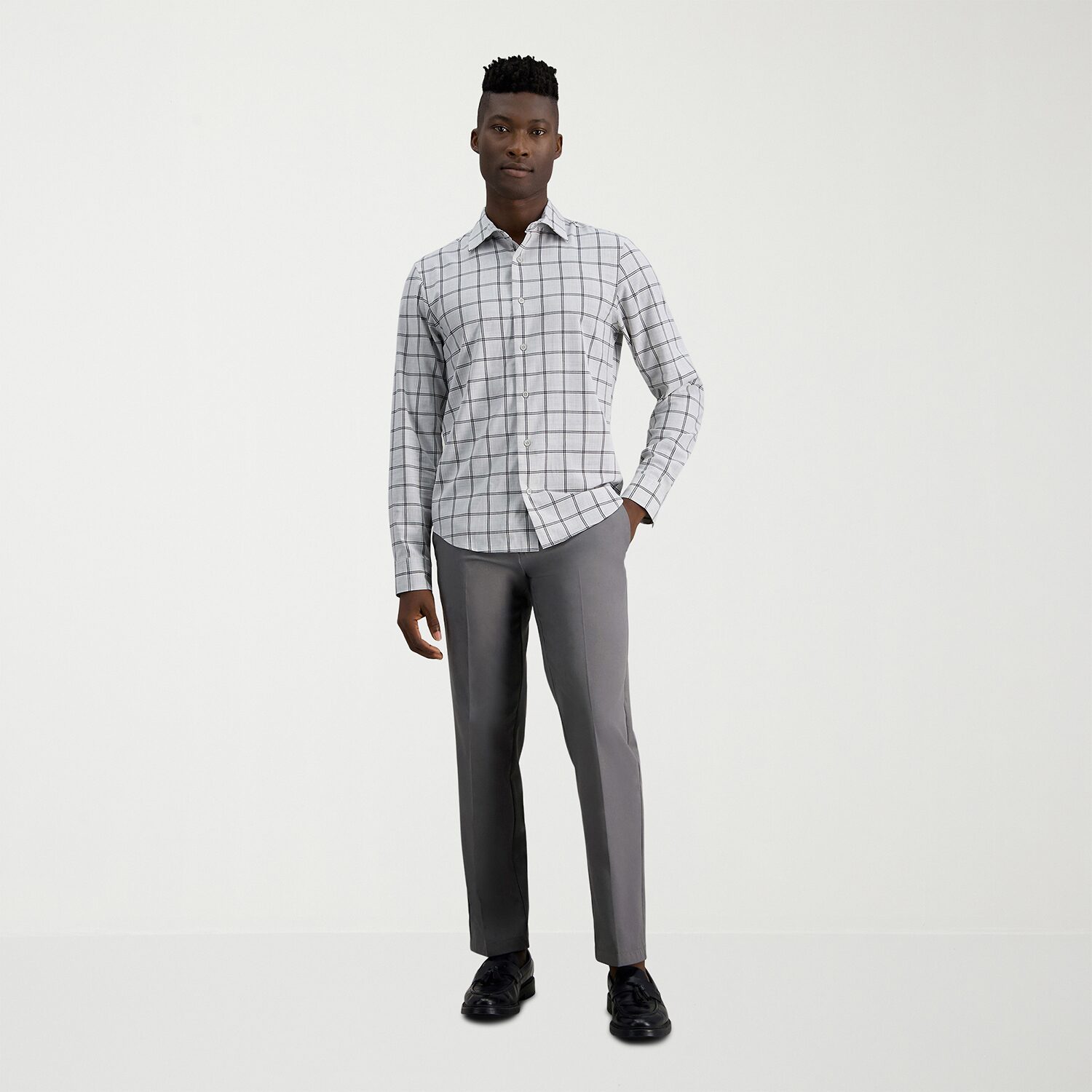 Haggar Performance Mens Long Sleeve Slim Fit Button-Down Shirt