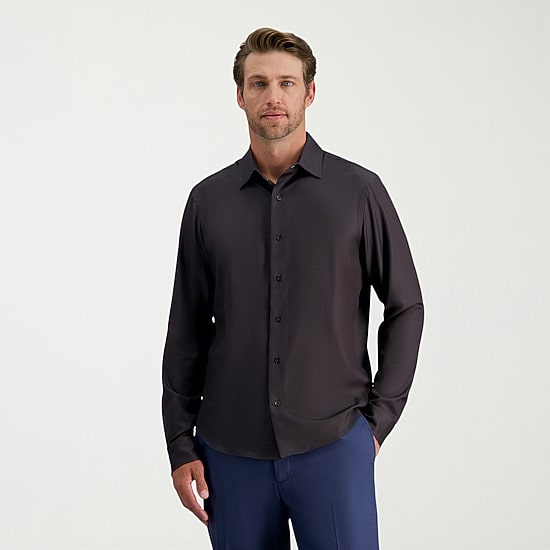 Haggar Performance Mens Long Sleeve Regular Fit Button-Down Shirt