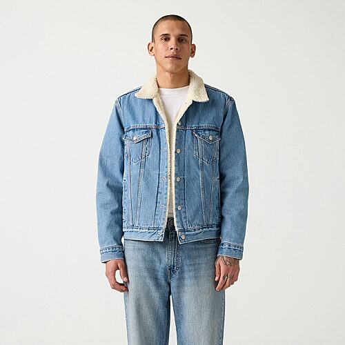 Levi's Men's Regular Fit Sherpa Denim Trucker Jacket - Lite Stonewash