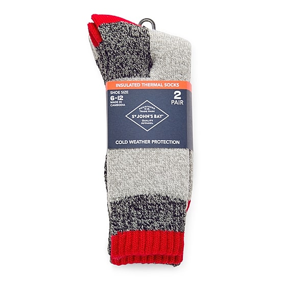 St. John's Bay Thermal Mens 2 Pair Boot Socks