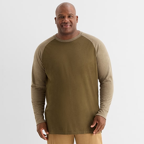 mutual weave Baseball Mens Crew Neck Long Sleeve Big and Tall T-Shirt