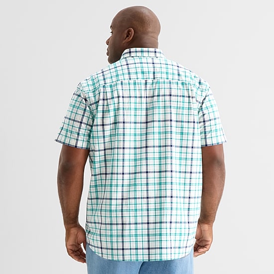 St. John's Bay Everyday Stretch Mens Short Sleeve Classic Fit Big and Tall Button-Down Shirt