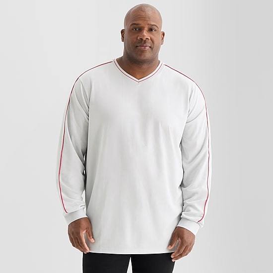 Shaquille O'Neal XLG™ Mens V Neck Long Sleeve Quick Dry Active Big T-Shirt