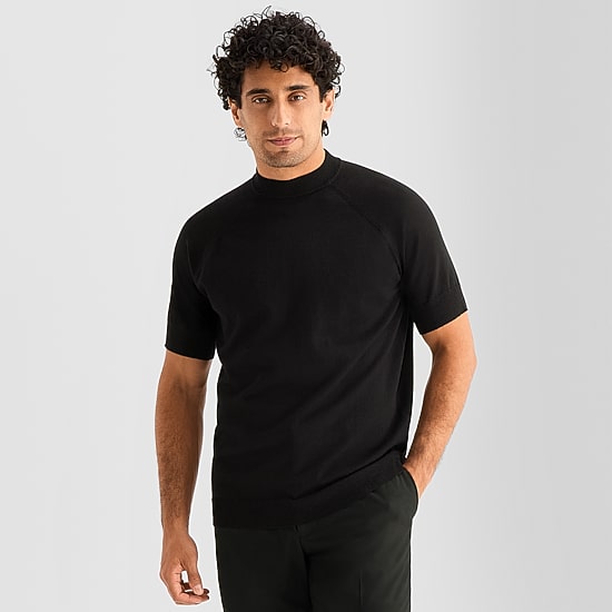 J. Ferrar Mens Mock Neck Short Sleeve Pullover Sweater