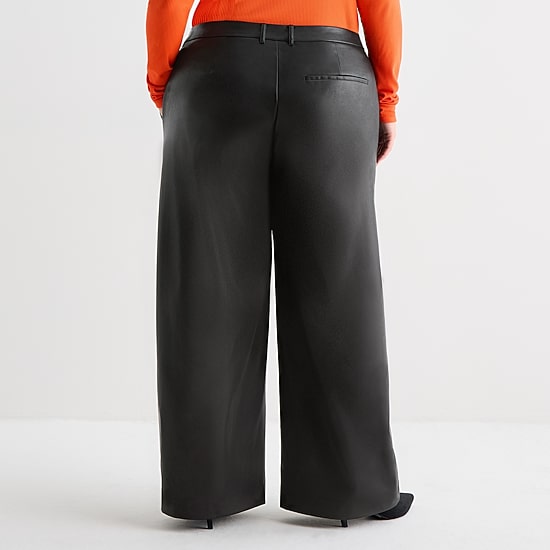 Ashley Graham Womens Plus Straight Faux Leather Trouser
