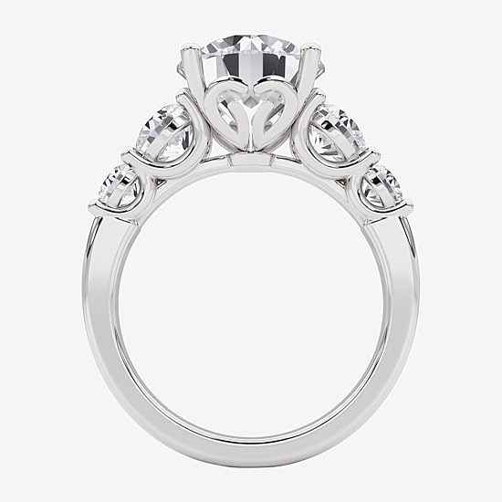Grown Gorgeous (F, Vs2) Womens 4 7/8 Ct. T.W. Lab Grown White Diamond 14K Gold or Platinum Round Side Stone 5-Stone Engagement Ring