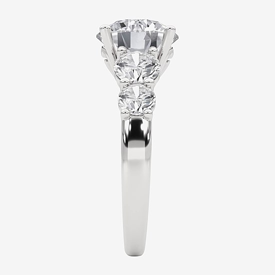 Grown Gorgeous (F, Vs2) Womens 4 7/8 Ct. T.W. Lab Grown White Diamond 14K Gold or Platinum Round Side Stone 5-Stone Engagement Ring