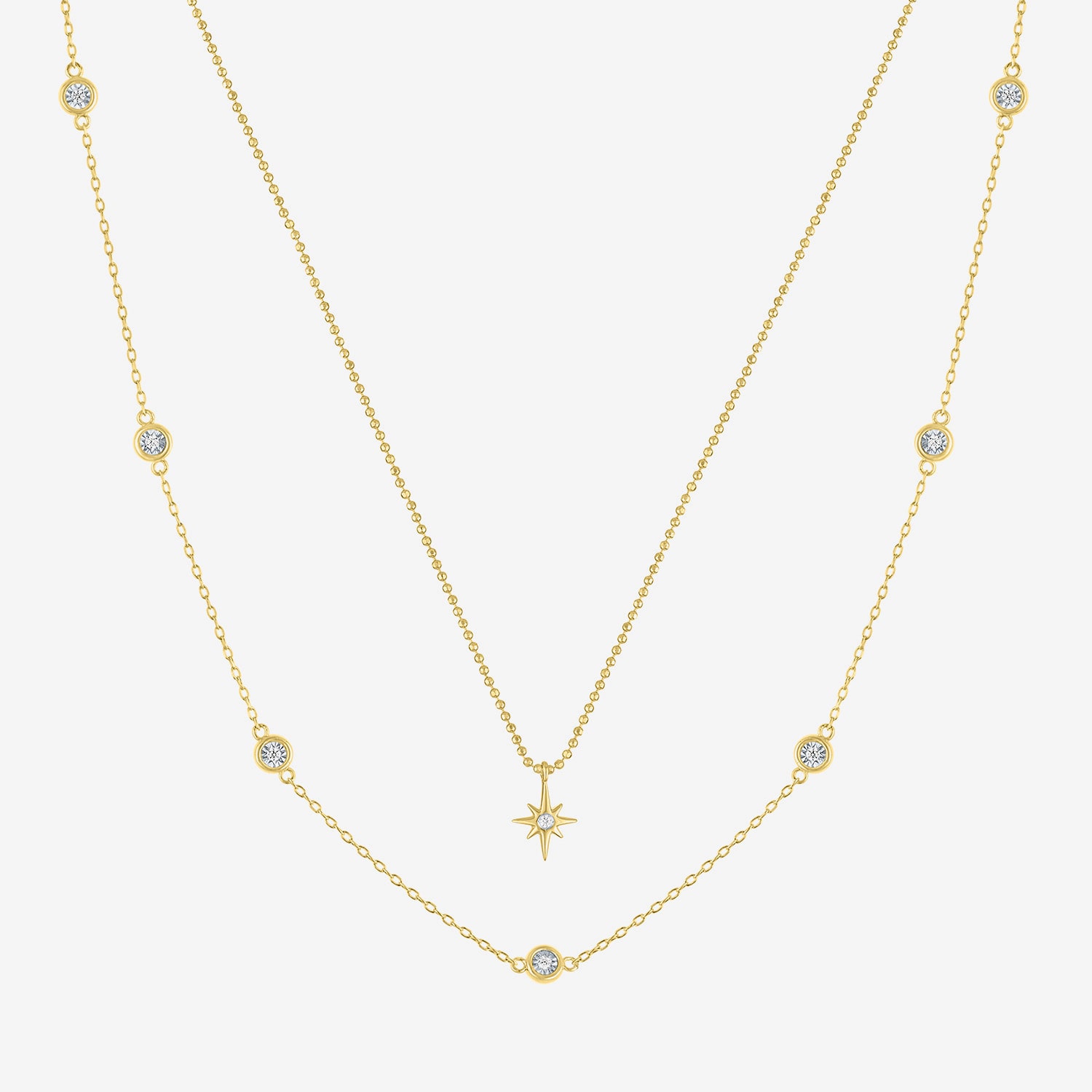 (G-H, Si2-I1) Womens 1/8 CT. T.W. Lab Grown White Diamond Star 2-pc. Pendant Necklace Set