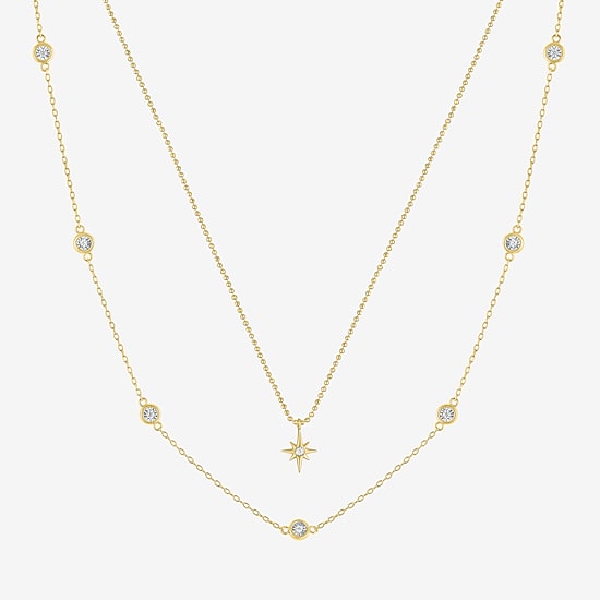 (G-H, Si2-I1) Womens 1/8 CT. T.W. Lab Grown White Diamond Star 2-pc. Pendant Necklace Set