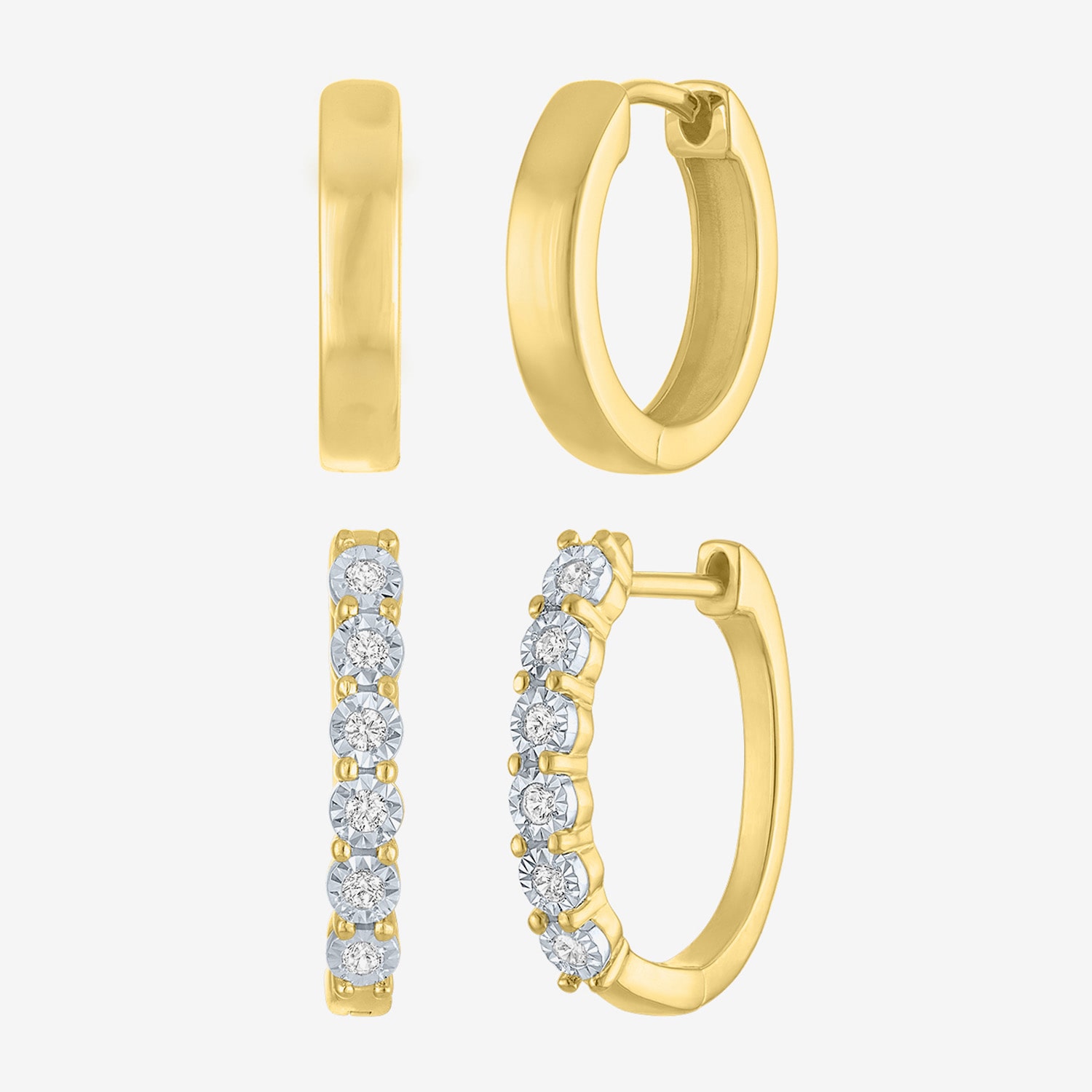 (G-H, Si2-I1) Womens 1/7 CT. T.W. Lab Grown White Diamond 14K Gold Over Silver 2 Pair Earring Set