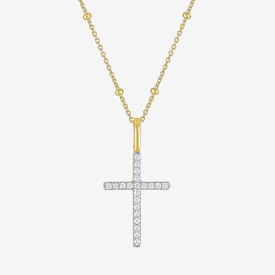 Cross (G-H, Si2-I1) Womens 1/8 CT. T.W. Lab Grown White Diamond 14K Gold Over Silver Cross 2-pc. Necklace Set