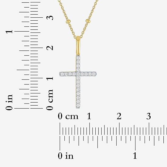 Cross (G-H, Si2-I1) Womens 1/8 CT. T.W. Lab Grown White Diamond 14K Gold Over Silver Cross 2-pc. Necklace Set