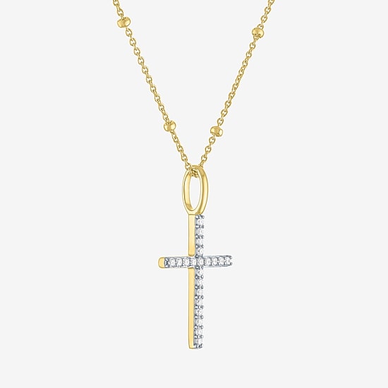 Cross (G-H, Si2-I1) Womens 1/8 CT. T.W. Lab Grown White Diamond 14K Gold Over Silver Cross 2-pc. Necklace Set