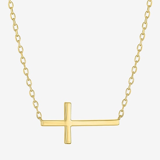 Cross (G-H, Si2-I1) Womens 1/8 CT. T.W. Lab Grown White Diamond 14K Gold Over Silver Cross 2-pc. Necklace Set