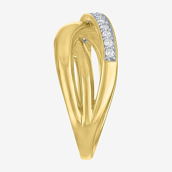 (G-H, Si2-I1) Womens 1/4 CT. T.W. Lab Grown White Diamond 14K Gold Over Silver Crossover Cocktail Ring