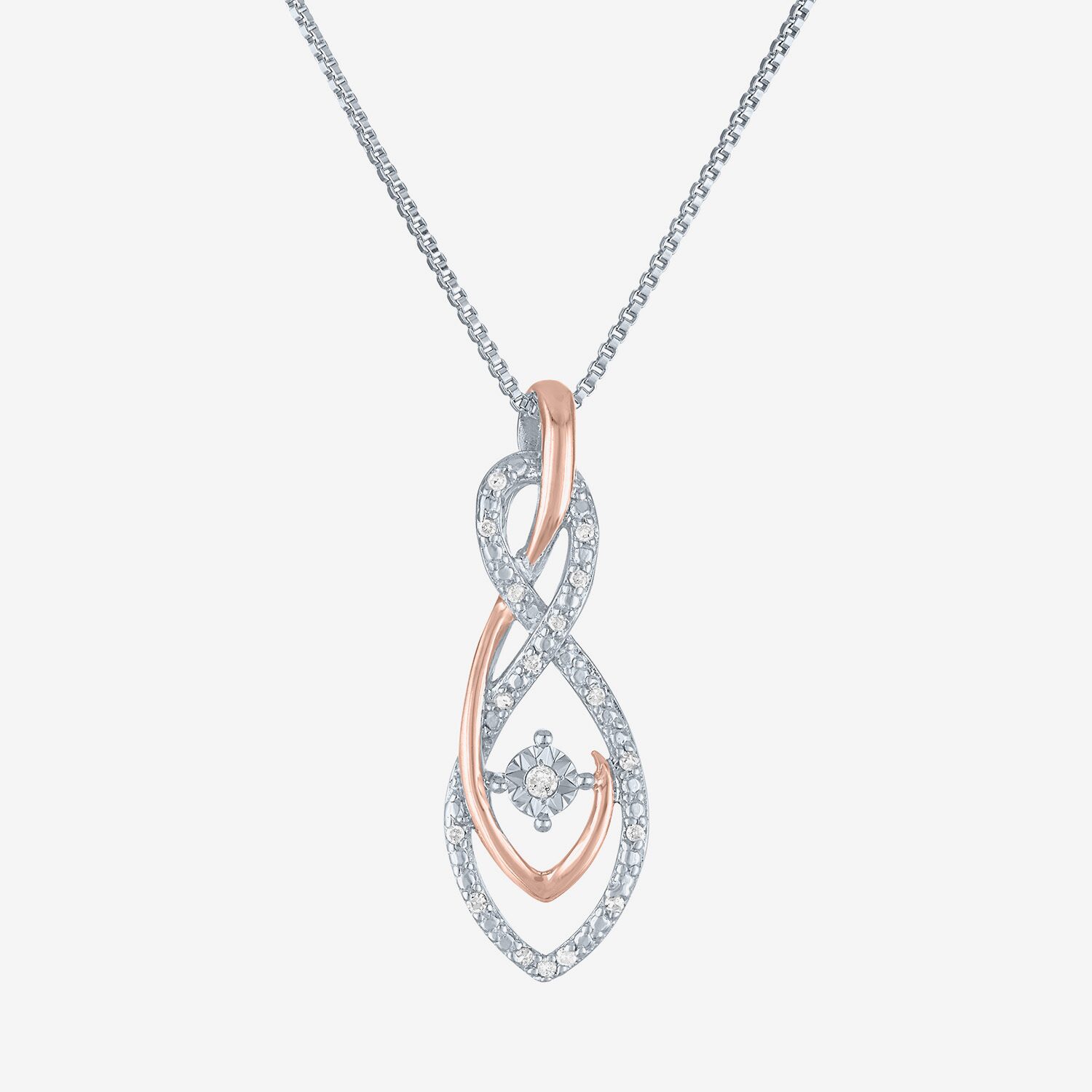 (G-H, Si2-I1) Womens 1/10 CT. T.W. Lab Grown White Diamond 14K Rose Gold Over Silver Jewelry Set