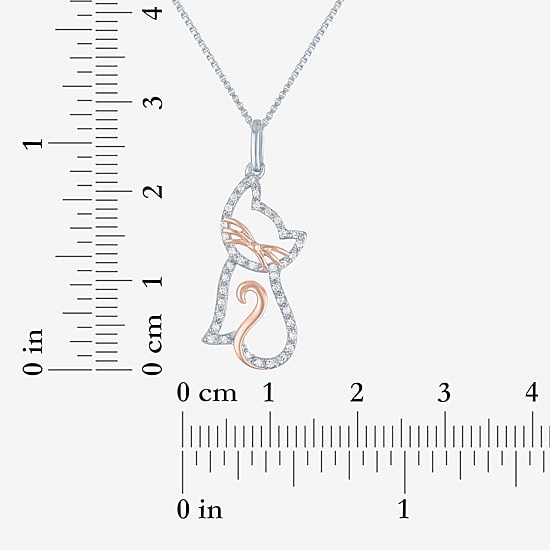 Cat (G-H, Si2-I1) Womens 1/10 CT. T.W. Lab Grown White Diamond 14K Two Tone Gold Over Silver 18 Inch Pendant Necklace