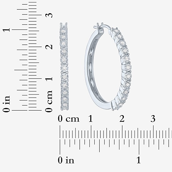 (G-H, Si2-I1) Womens 1/4 CT. T.W. Lab Grown White Diamond Sterling Silver 26mm Round Hoop Earrings