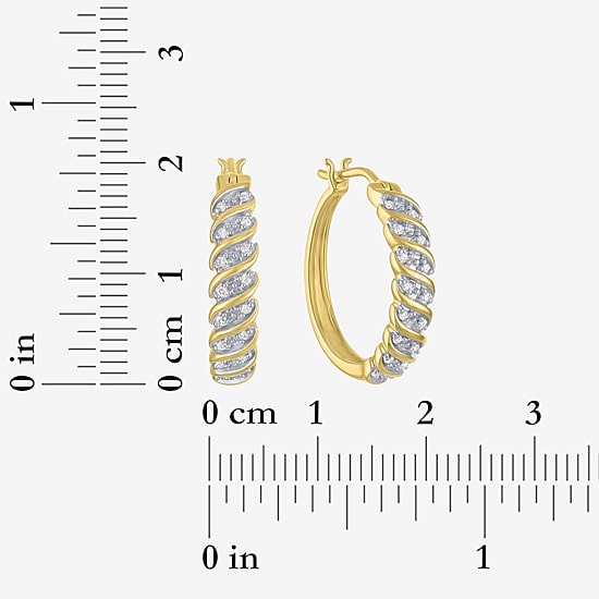 (G-H, Si2-I1) Womens 1/10 CT. T.W. Lab Grown White Diamond 14K Gold Over Silver 22mm Circle Hoop Earrings
