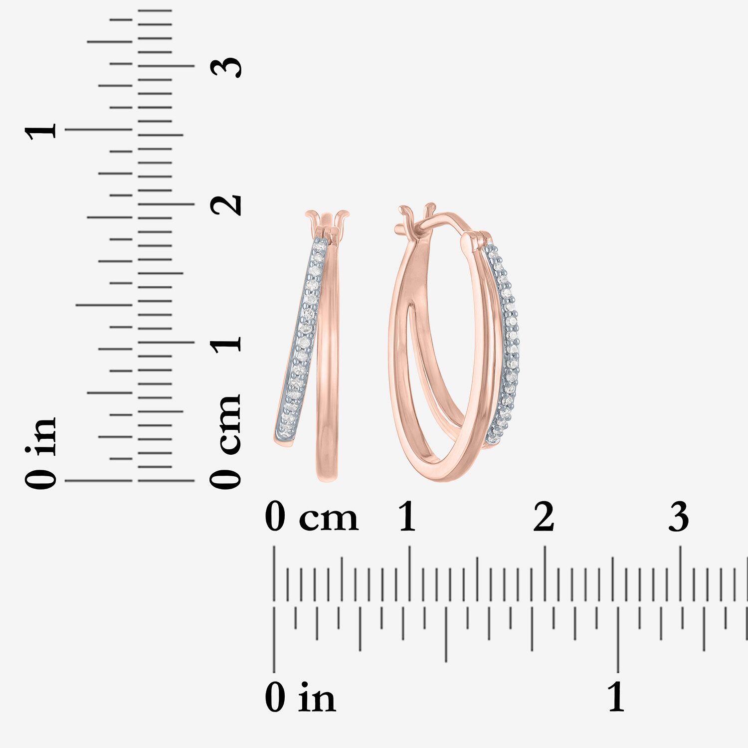 (Si2-I1,Si2-I1) Womens 1/10 CT. T.W. Lab Grown White Diamond 14K Rose Gold Over Silver 18.8mm Round Hoop Earrings