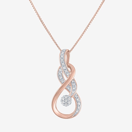 Diamond Blossom (G-H, Si2-I1) Womens 1/10 CT. T.W. Lab Grown White Diamond 14K Rose Gold Over Silver 18 Inch Pendant Necklace