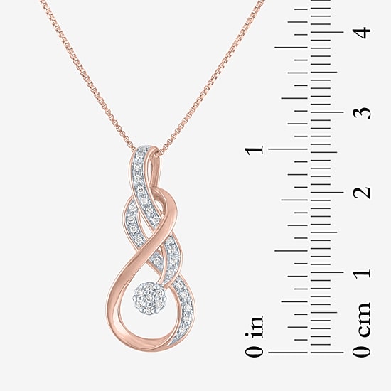 Diamond Blossom (G-H, Si2-I1) Womens 1/10 CT. T.W. Lab Grown White Diamond 14K Rose Gold Over Silver 18 Inch Pendant Necklace