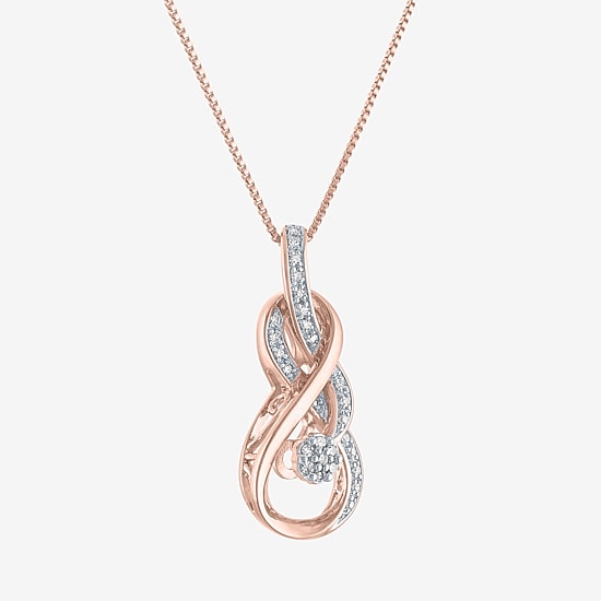 Diamond Blossom (G-H, Si2-I1) Womens 1/10 CT. T.W. Lab Grown White Diamond 14K Rose Gold Over Silver 18 Inch Pendant Necklace