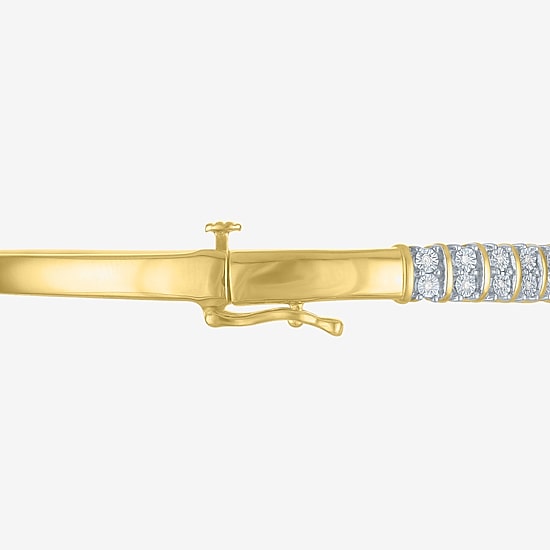 (G-H/Si2-I1) Womens 1/10 CT. T.W. Lab Grown White Diamond 14K Gold Over Silver Bangle Bracelet