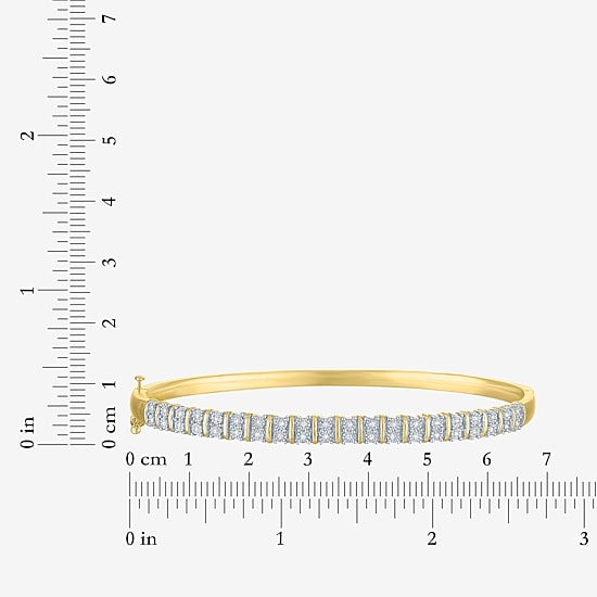 (G-H/Si2-I1) Womens 1/10 CT. T.W. Lab Grown White Diamond 14K Gold Over Silver Bangle Bracelet