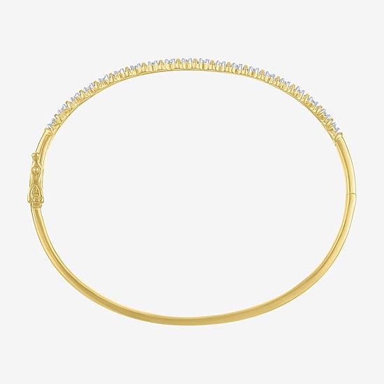 (G-H/Si2-I1) Womens 1/10 CT. T.W. Lab Grown White Diamond 14K Gold Over Silver Bangle Bracelet