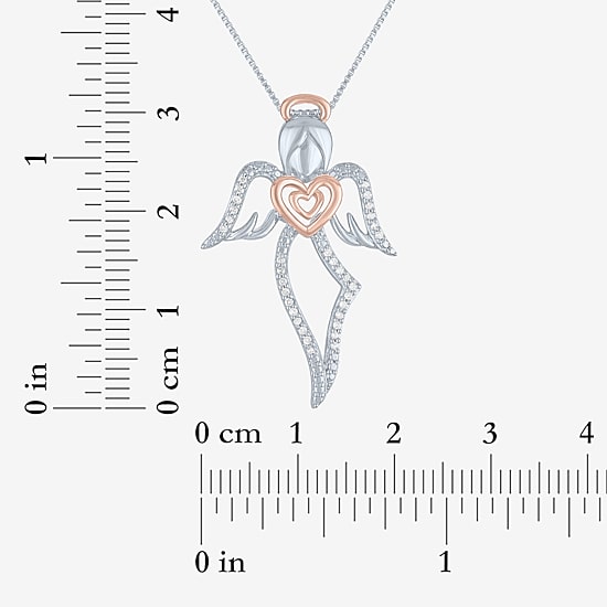 Angel (G-H, Si2-I1) Womens 1/10 CT. T.W. Lab Grown White Diamond 14K Two Tone Gold Over Silver Sterling Silver Angel Heart 18 Inch Pendant Necklace