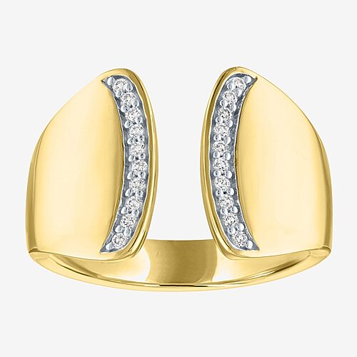 Diamond Addiction (G-H, Si2-I1) Womens 14MM 1/10 CT. T.W. Lab Grown White Diamond 14K Gold Over Silver Band, 6, Yellow