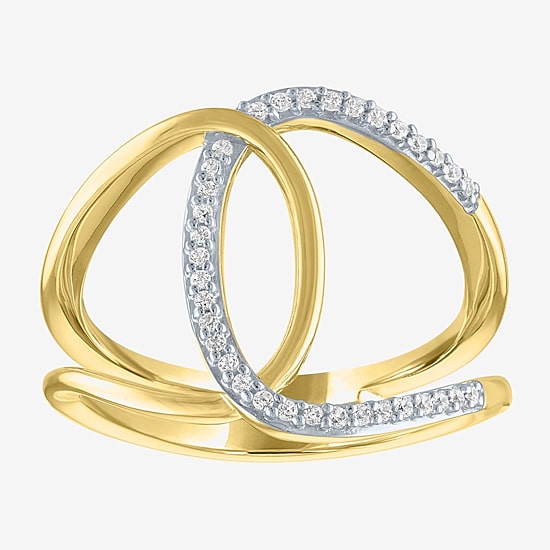 Diamond Addiction (G-H, Si2-I1) Womens 1/10 CT. T.W. Lab Grown White Diamond 14K Gold Over Silver Cocktail Ring