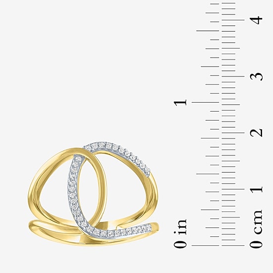 Diamond Addiction (G-H, Si2-I1) Womens 1/10 CT. T.W. Lab Grown White Diamond 14K Gold Over Silver Cocktail Ring