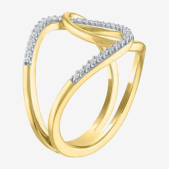 Diamond Addiction (G-H, Si2-I1) Womens 1/10 CT. T.W. Lab Grown White Diamond 14K Gold Over Silver Cocktail Ring
