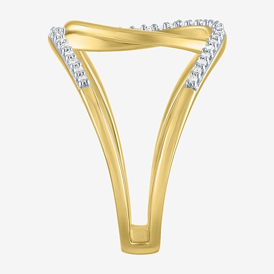 Diamond Addiction (G-H, Si2-I1) Womens 1/10 CT. T.W. Lab Grown White Diamond 14K Gold Over Silver Cocktail Ring
