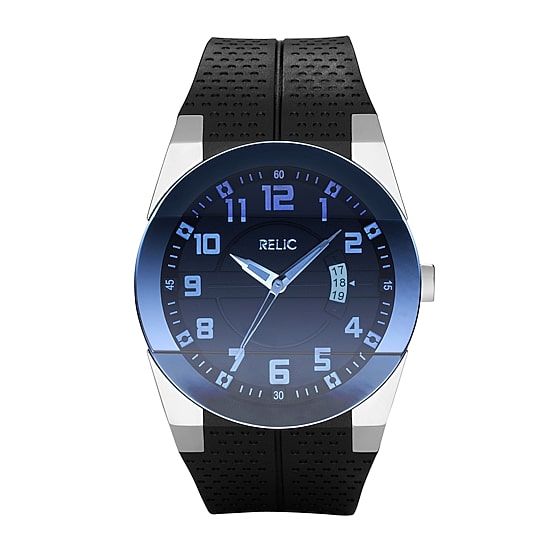 Relic By Fossil Mens Black Strap Watch Zr11861
