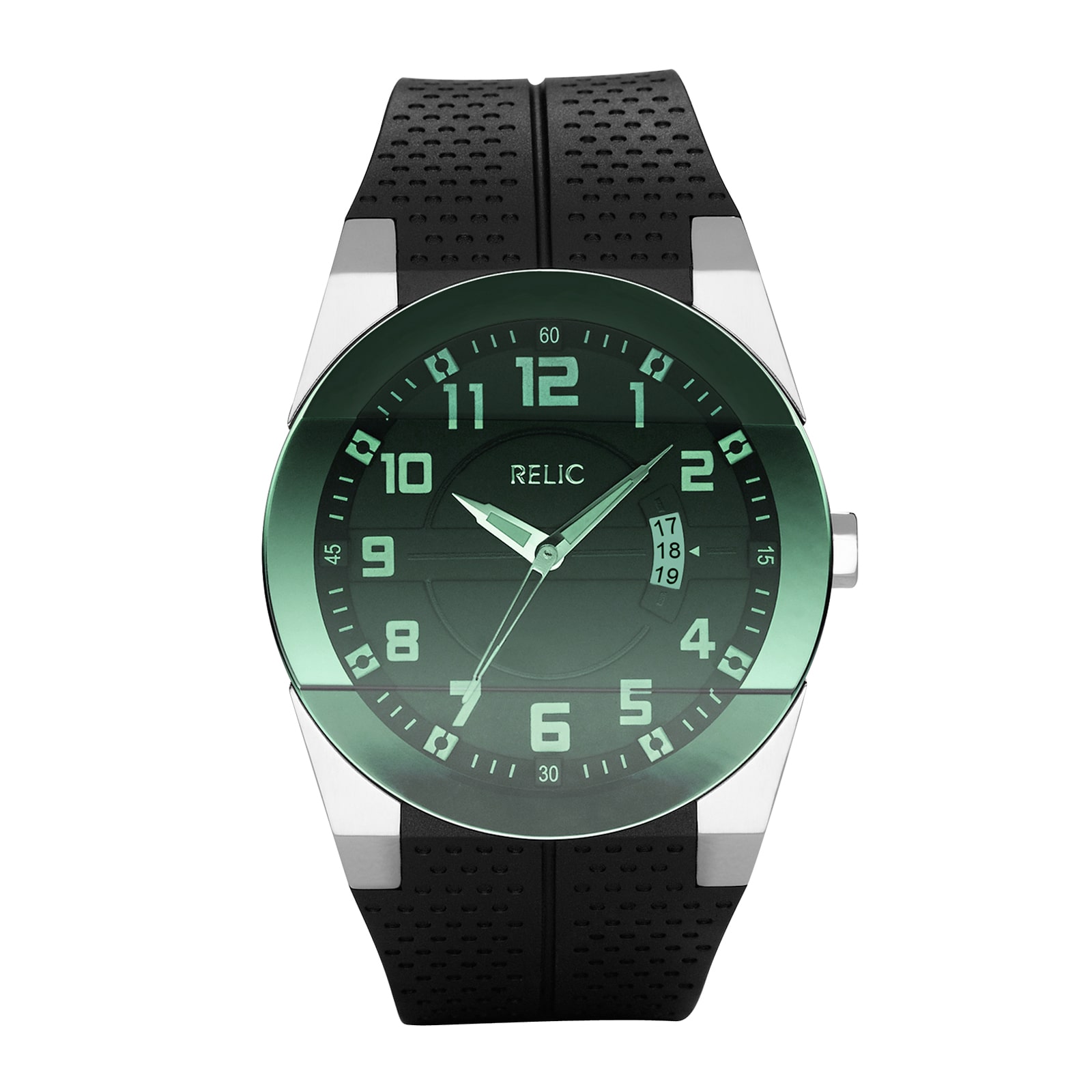 Relic® Mens Green Dial Black Strap Watch ZR11860