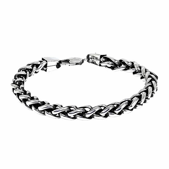 Mens Stainless Steel 10 Inch Solid Wheat Chain Bracelet