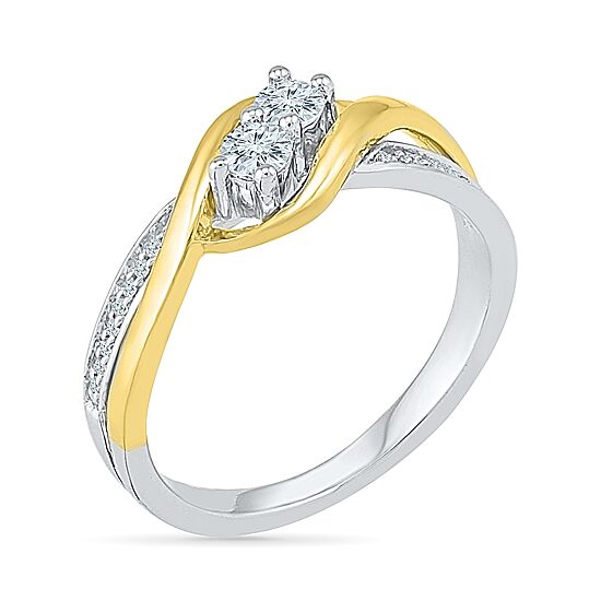 Womens 1/4 CT. T.W. Natural White Diamond 10K Gold Cocktail Ring