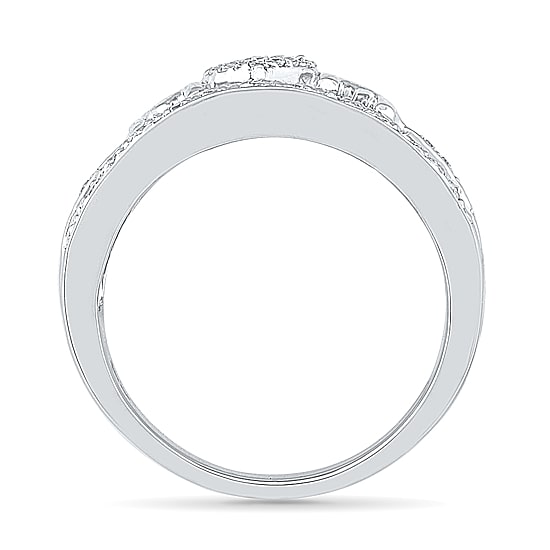 "Mom" Womens 2MM 1/5 CT. Natural White Diamond 10K Gold Heart Band