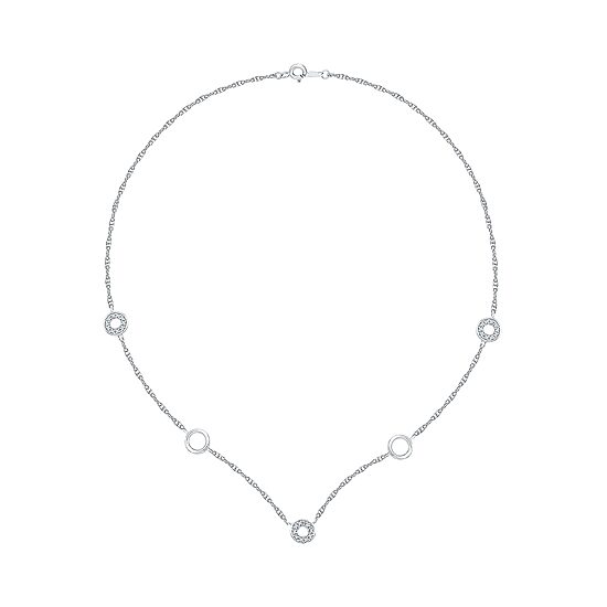Womens Diamond Accent Natural White Diamond Sterling Silver 18 Inch Pendant Necklace