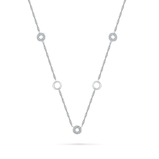 Womens Diamond Accent Natural White Diamond Sterling Silver 18 Inch Pendant Necklace