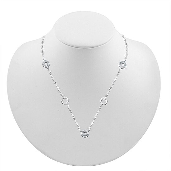 Womens Diamond Accent Natural White Diamond Sterling Silver 18 Inch Pendant Necklace