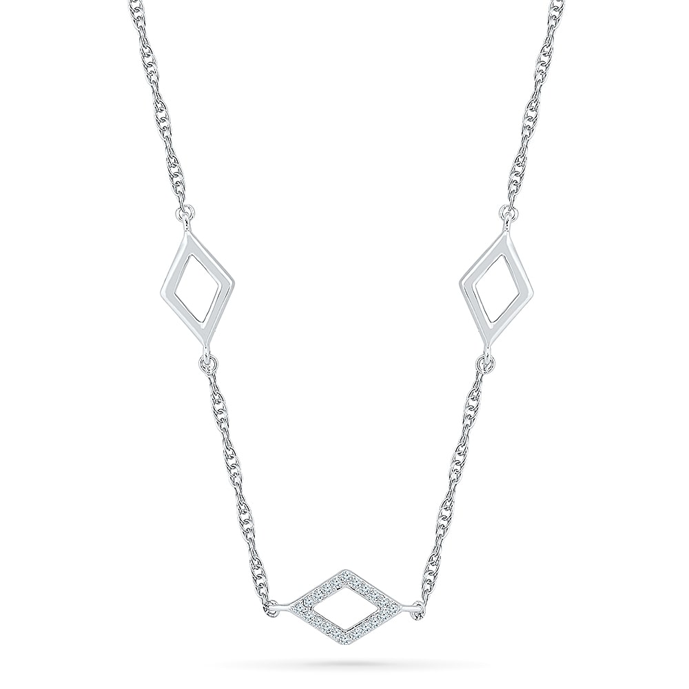 Womens 1/ CT. T.W. Natural Diamond Sterling Silver 18 Inch Pendant Necklace