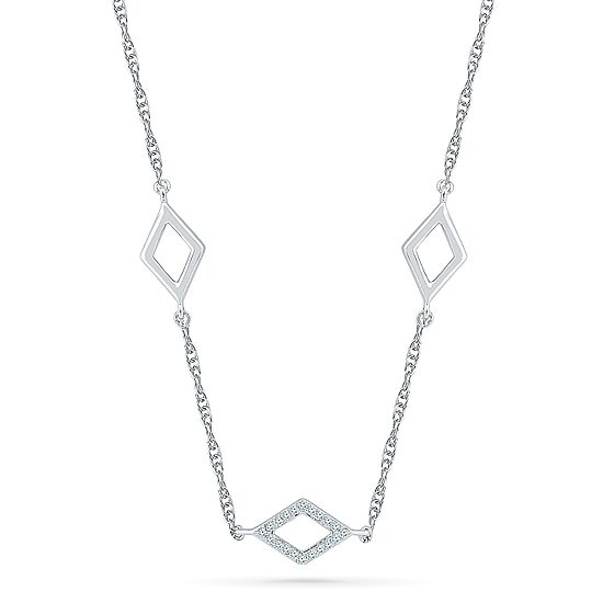 Womens 1/3 CT. T.W. Natural White Diamond Sterling Silver 18 Inch Pendant Necklace