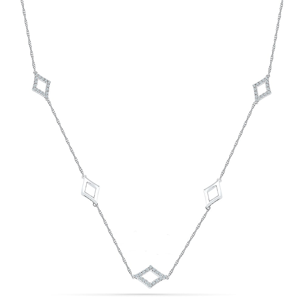 Womens 1/ CT. T.W. Natural White Diamond Sterling Silver 18 Inch Pendant Necklace