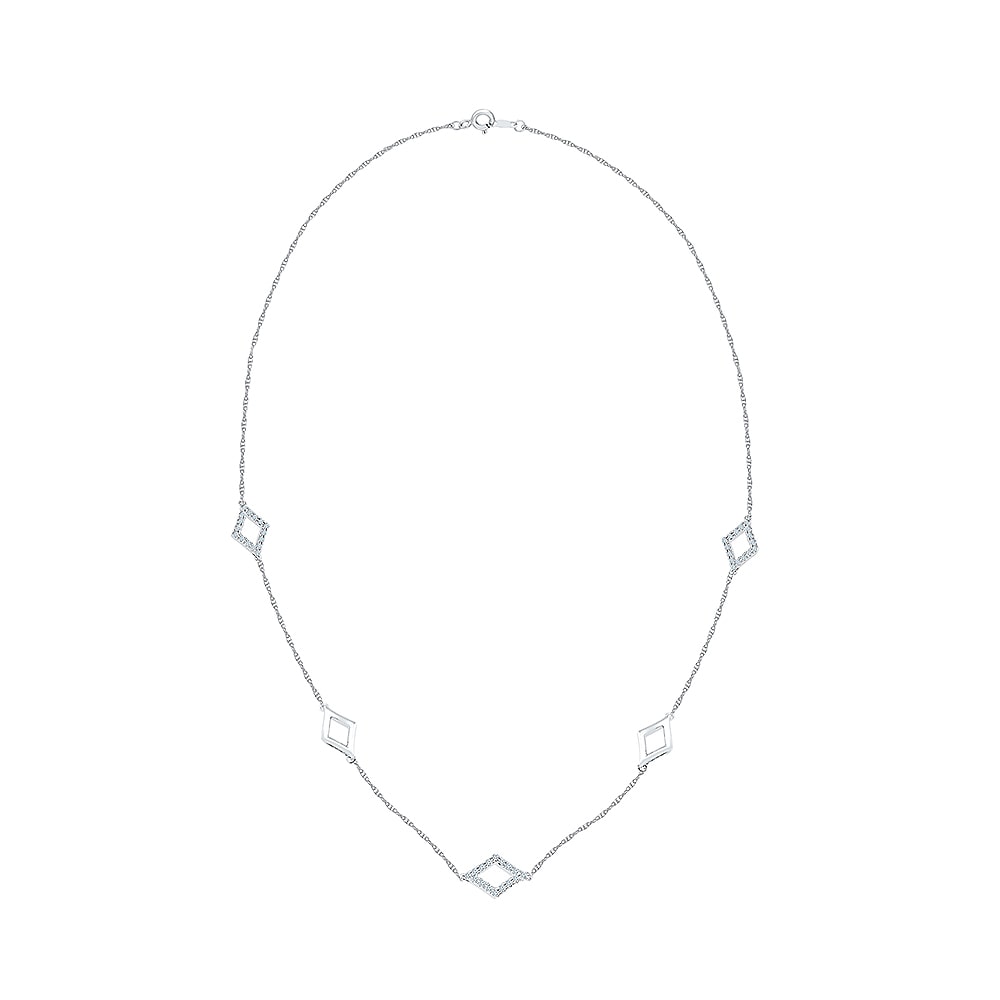 Womens 1/ CT. T.W. Natural White Diamond Sterling Silver 18 Inch Pendant Necklace