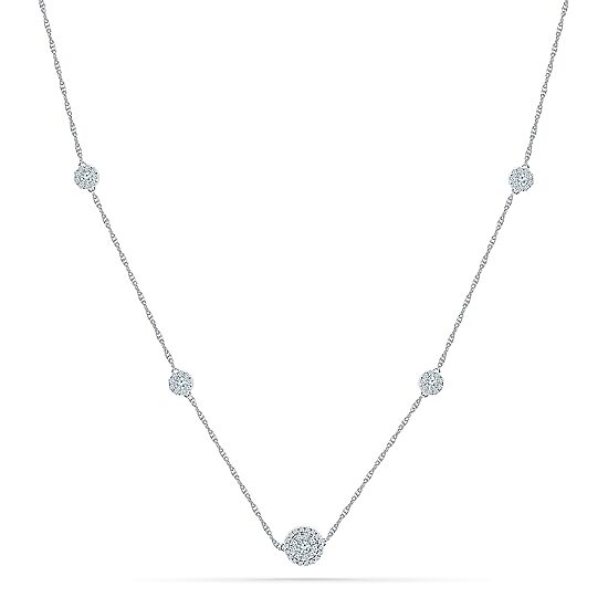 Womens 1 CT. T.W. Natural White Diamond Sterling Silver 18 Inch Pendant Necklace